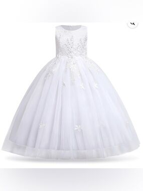 IBTOM CASTLE Kids Girls Flower Vintage Lace Princess Long Dress Tulle Pageant